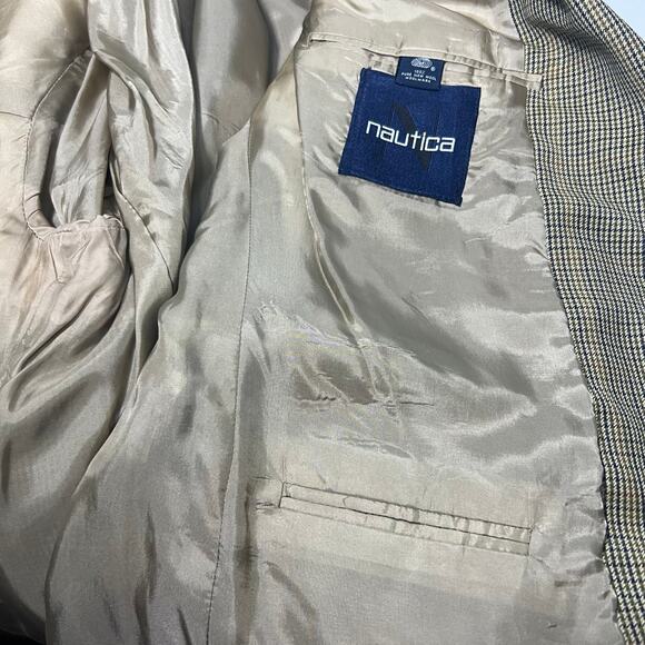 Vintage 90s Nautica Mens Size 41R Pure Wool Houndstooth Sports Coat Blazer - Picture 9 of 11